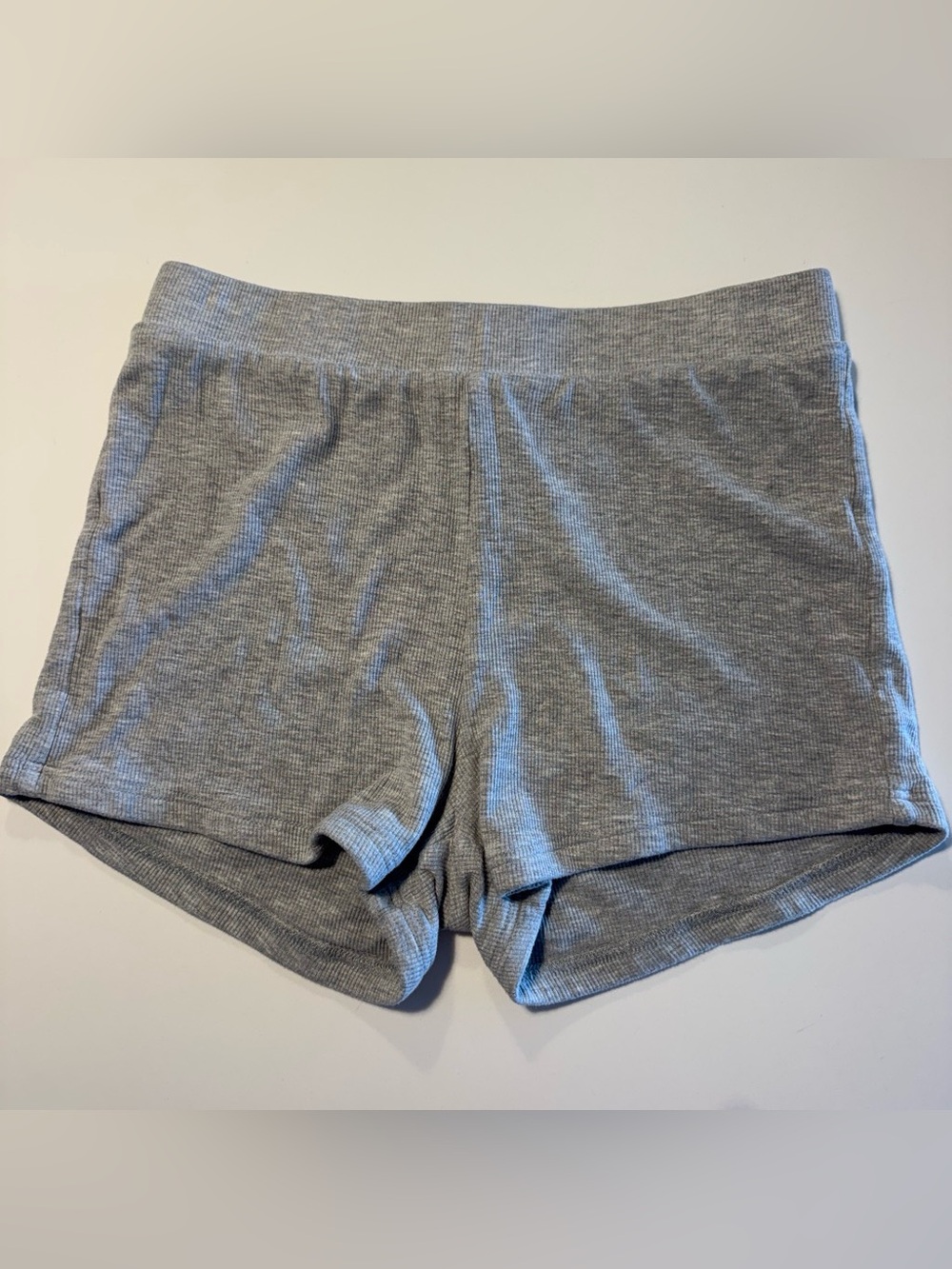 Princess Polly Light Gray Ribbed Lounge Shorts